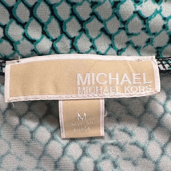 Michael Kors Aqua Patterned V-Neck Blouse - Picture 4 of 4